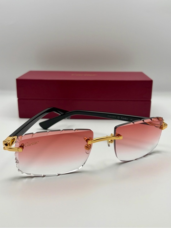 Cartier Other - Cartier Men’s Rimless Gradient Red Sunglasses with Gold Accents